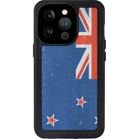 New Zealand Flag Distressed iPhone 15 Pro Waterproof Case